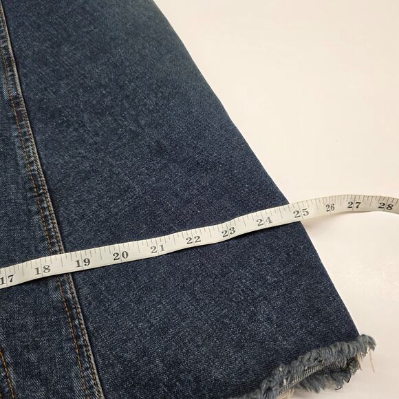 Y2k Denim Skirt Raw Edge Frayed Hem A-Line Indie Grunge Jean Skirt 25X25 - Picture 7 of 7